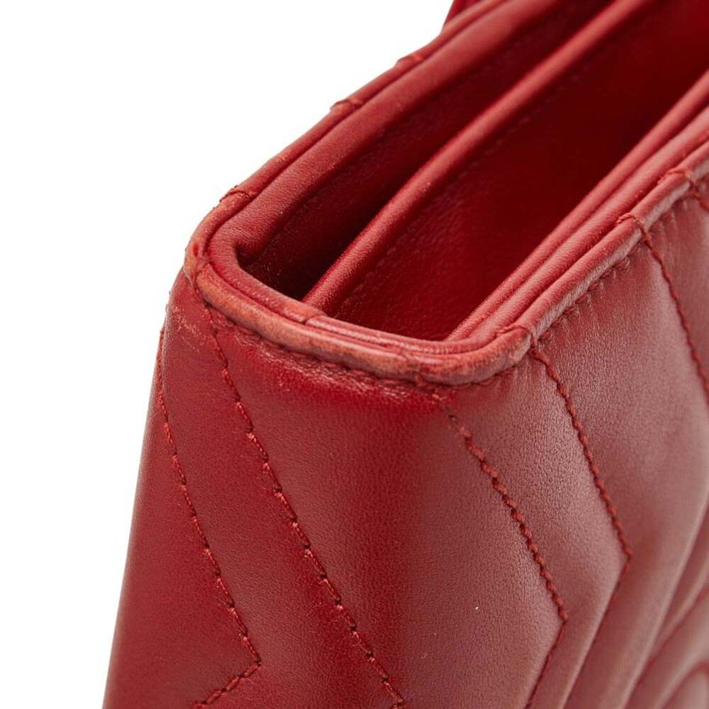GUCCI Red Leather GG Marmont Shoulder Bag - Picture 4 of 8